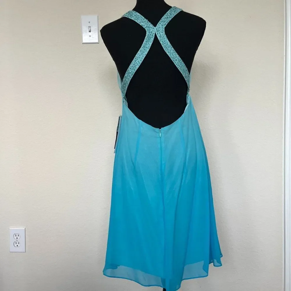 Aidan by Aidan Mattox Teal Mini Dress - Picture 3 of 11